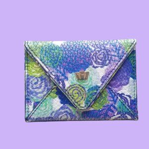 Vintage Card Holder Floral Purple